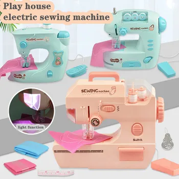 Nauja Vaikų Modeliavimas žaidimų namelį Žaislų Rinkinys Mini Baldai, Apšvietimas Nešiojamų Elektrinė Siuvimo Mašina 