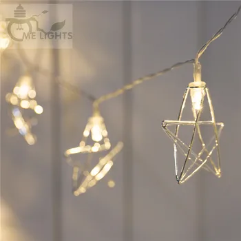 Naujovė LED Pasakų Žibintai 20 Metalo Žvaigždės Styginių Šviesos Baterija Kalėdų Girliandą Šviesos Šalis, Vestuvių Dekoravimas