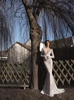 nemokamas pristatymas 2018 naujas vestido de noiva oficialų kristalų zawalcowany elegantiškas šalis nuotakos suknelė undinė nėrinių motina nuotakos suknelės
