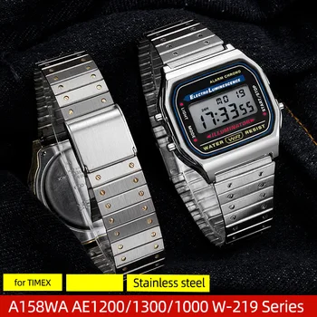 Nerūdijančio plieno watchband 18mm už Casio A158WA AE1200/1300/1000 W-219 Serija vyriškos apyrankės apyrankės accessories už TIMEX