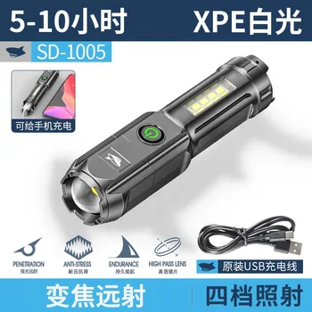 Nešiojamas USB Įkraunamas LED Žibintuvėlis Mini Stiprios Šviesos Fiksuotas Fokusavimas Prožektoriai, Lauko Kempingas Naktį Žvejybos Apšvietimo Priemonė
