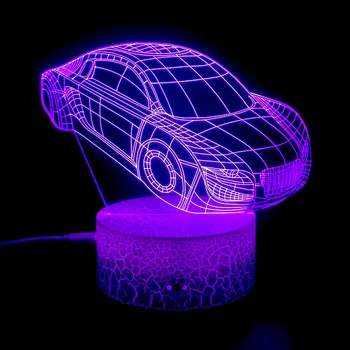Nighdn Lenktyninį Automobilį Naktį Lempa 7 Spalva Keičiasi 3D Vaizdo Iliuziją, LED Lempos Vaikams CarToy Gimtadienio Dovana naktinė lempa Kambario Dekoro