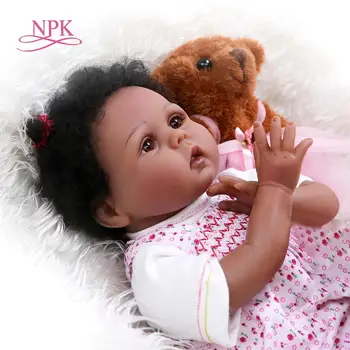 NPK 55CM dovana minkštas kūno 100% rankų darbo išsamios tapybos meno kolekcionieriams lėlės reborn lėlės African American baby