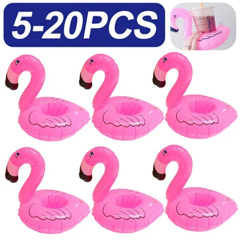 Nuo 5 iki 20 VNT Flamingo Puodelio Laikiklis Šalies Apdaila PVC Vandens Plūduriuoti Pripučiami Gerti Taurės Baseinas Drinkware Dėklas Šalies Apdaila