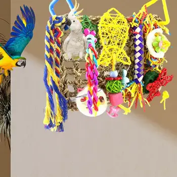 Papūga Bite Žaislas dėvėjimuisi atsparios Paukščių Laipiojimo Žaislą iš Natūralių Medžiagų Paukštis Papūga Kabinti Kramtyti Laipiojimo Žaislas Narve Priedai