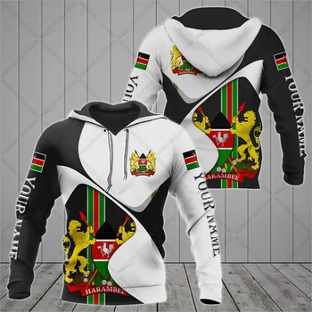 Pasirinktinis Pavadinimas Kenija Emblema Unisex Hoodies Laisvi Vyrų Mados Megztiniai Berniukams Atsitiktinis Kasdien Drabužių, Negabaritinių Streetwear (Puloveris)