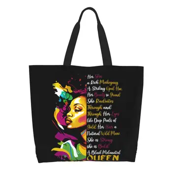 Perdirbimo Amerikos, Afrikos Mergina Juodaodžių Moterų Pirkinių Krepšys Moterims Drobės Pečių Nešti Maišą Patvarus, Bakalėjos Shopper Bags