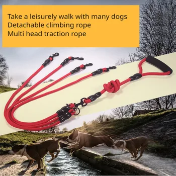 Pet traukos virvė, multi galvos šuo grandinės, dvigubo galvos, vaikščioti šuo, virvė, atsegamas vienu du