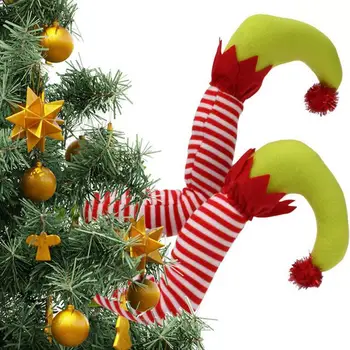 Pliušinis Elf Kojos Kalėdų Dekoracijos Pliušinis Kalėdų Senelio Elfas Kojos Papuošalas Įdaryti Kojos Pav Žaislas Kalėdų Senelio Elfas Kojos