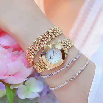 Prabangos Prekės ženklo Moterų Laikrodžiai reloj mujer Mados Kūrybos Aukso Ponios Kvarco Žiūrėti Moterų Apyrankės Laikrodžius Relogio Masculino