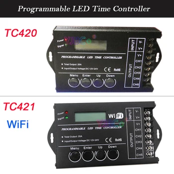 Programuojami laiko, WiFi 5CH RGB LED Valdiklis DC 12V 24V TC421 TC420 USB prievado Dimeris LED Juostelės,augalų žibintai namų puošybai