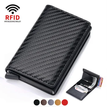 RDA anti-theft šepetys automatiškai pop-up kortelę bag Ultra-plonas kreditinės kortelės metalo kortelė, maišelis Vyrų multi-card piniginės anglies pluošto