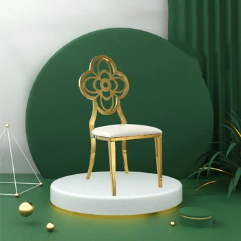 Restoranas nerūdijančio plieno kėdės aukso kėdė odos pagalvėlės metalo, nerūdijančio plieno, valgomojo kėdės gėlės