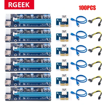 RGEEK 100 Vnt Aukso VER009 USB 3.0 PCI-E pcie Riser VER 009S Express 1X 4x 8x 16x Extender Stovo Adapteris Kortelės SATA