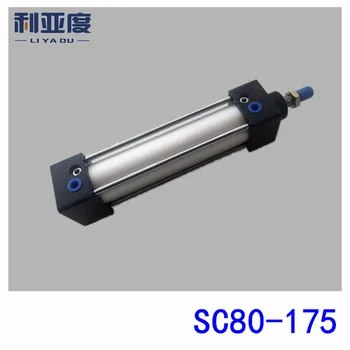 SC80*175 Strypas aliuminio lydinio standartinis cilindras SC80X175 pneumatiniai komponentai 80mm Cilindro Eiga 175mm
