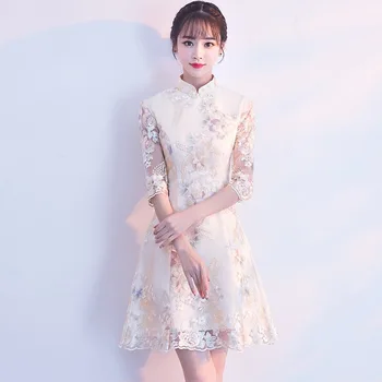 Senovinių Kinų Stiliaus Vestuvinė Suknelė Retro Taurę Drabužių Mini Suknelė Santuokos Cheongsam Qipao Šalies Vakarinę Suknelę Vestidos Drabužiai