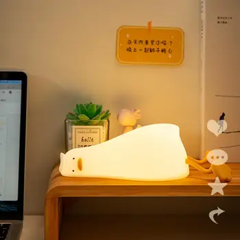 Silikono Naktį Lempos Kūrybos Mielas Mielas Anime Gulėti Antis Naktį Šviesos Mini Stalo Šviesos Dekoratyvinių Medelynas Lempa Namų