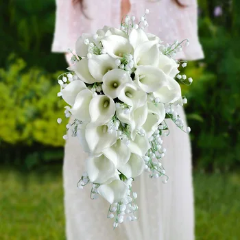 SoAyle Vestuvių Gėlės Nuotaka Vandens Lašas Gėlių Pluoštas, turintis Gėlių Baltos spalvos Imitacija PE Calla Lily Nuotakos Puokštės vestuvėms