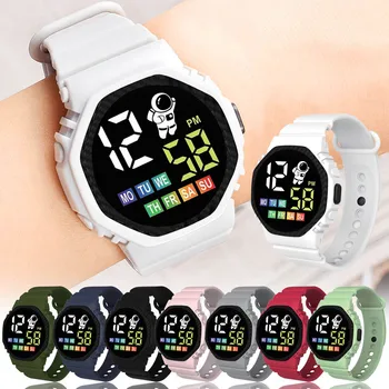 Spalvotų Vaikų Smart Watch LED Skaitmeninis Riešo Laikrodžiai Berniukas Mergaitė Rodyti Savaitė Vandeniui Studentų Sporto Laikrodžiai Montre
