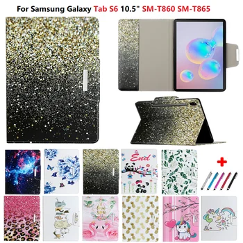 Spausdinta PU Odos Stovėti Case for Samsung Galaxy Tab S6 10.5 2019 Tablet Apsauginį kiautą, Samsung Tab, S6 Padengti 10 5