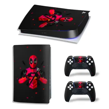 Stebuklas Deadpool PS5 Digital Edition Odos Lipdukas, Decal Padengti 5 PlayStation Konsolės ir 2 Kontroleriai PS5 Odos, Vinilo Įklijos