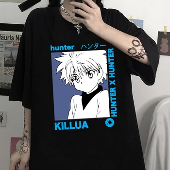 Streetwear Viršūnes Anime Hunter X Hunter Killua Atspausdintas T-shirt Trumpas rankovėmis Atsitiktinis marškinėliai Harajuku