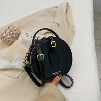 Tekstūros mados kryžiaus kūno mažas apvalus krepšys moteriška nauja populiarios retro rankinės pečių maišą