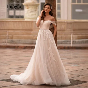 Thinyfull Apsvaiginimo Vestuvių Suknelės Linijos, Nuotakos Suknelės Valymo Traukinio V Kaklo didelio Dydžio Vestuvinė Suknelė Moterims 2023 Užsakymą