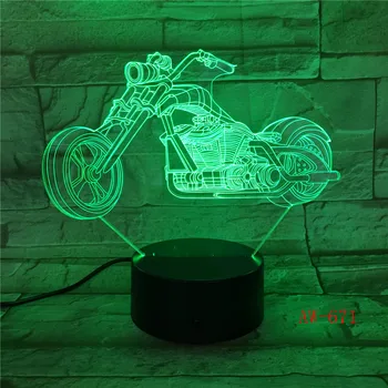 Transporto Nuoma Naktį Šviesa 7 Spalvų Keitimas 3D LED Lempos Didelis Varantys Lenktynių Motociklo Nešiojami Žibintai Vaikų Gimtadieniui Šviesos AW-671