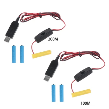 USB Power AAA Baterijos Eliminator Kabelį Gali Pakeisti 3x AAA Baterijos Kalėdų LED Šviesos Jungiklis Priedai