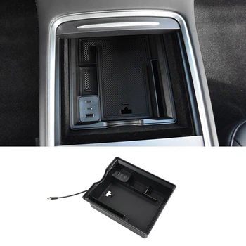 Už Tesla Modelis 3 Modelis Y 2021 2022 Automobilio Centrinio Laikymo Dėžutė Su USB Tipo C Uosto Projektavimas Porankiu Center 