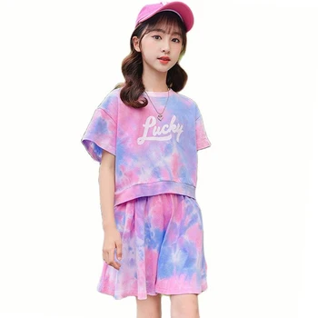 Vaikų Vasaros Drabužių Marškinėlius + Sijonas Mergaitėms Komplektus Spausdinti Drabužius Mergaitėms Laisvalaikio Stiliaus Kostiumai Vaikams
