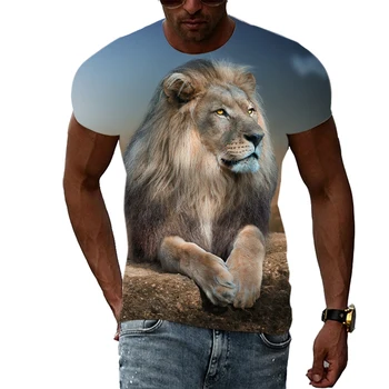 Vasarą Naujų Kūrybinių Liūtas grafinis t marškinėliai Vyrams Mados Atsitiktinis Tendencija Gyvūnų Modelis T-shirt harajuku 3D Spausdinimo streetwear 2023