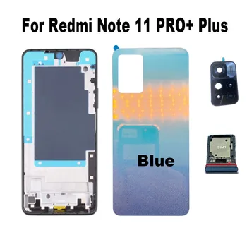 Visą Būsto Xiaomi Redmi 11 Pastaba Pro + Plius Atgal Baterijos Dangtelis Galinis Atveju Artimųjų Rėmas + Garso Mygtuką, Vaizdo Kameros Stiklo Sim Tray