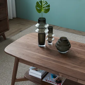 Wabi-sabi stiliaus baldai, medžio masyvo kavos staliukas, Nordic black walnut arbatos stalo, modernus, paprastas staliukas, mažas gyvenamasis kambarys