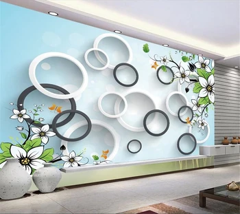 wellyu papel de sumalti Užsakymą tapetai 3D ratą, baltos gėlės žalių lapų fone sienos tapety tapetai kambarį