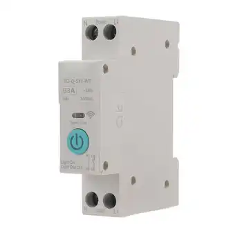 WIFI Smart Switch Jungiklis mobilusis Telefonas Nuotolinio Valdymo DIN35 Bėgelio Ciklo Laikas Atgalinės atskaitos Balta ‑230V