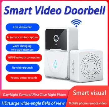 WiFi Vaizdo Doorbell Smart Home Belaidės Apsaugos Kameros Žiedas Durų Bell Domofonas Naktinio Matymo Įkrovimo