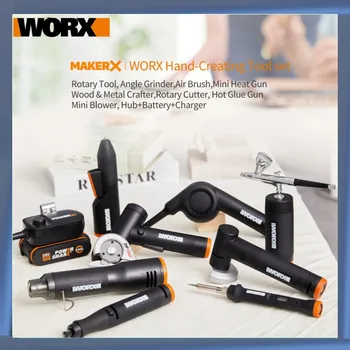 Worx 20V MakerX Įrankių Rinkinys Rotacinis Įrankis, Kampinis Šlifuoklis Oro Šepečiu Šilumos Gun Mediena ir Metalo Crafter Pasukimo Cutter Karštų Klijų Pistoletas Mini Pūstuvas