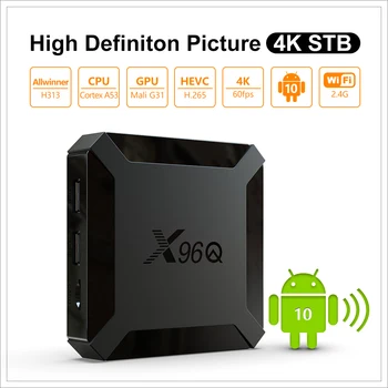X96Q Android 10.0 TV Box Allwinner H313 Quad Core Set Top Box, 16GB 2GB 2.4 G WiFi Paramos 4K, 3D Media Player 1GB 8GB