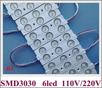 įpurškimo LED apšvietimo modulis, pasirašyti kanalo laišką 110V, 220V AC įvesties 85mmX32mm SMD 3030 6 LED 4W vandeniui difuzinis objektyvas
