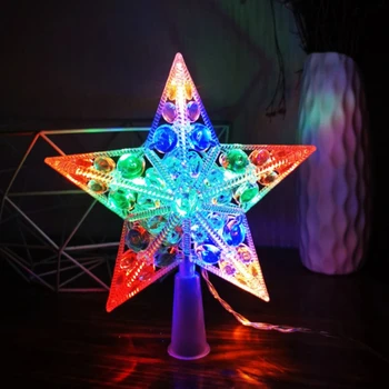 Šiaurės Stiliaus Kalėdų Eglutė Topper Žvaigždė su LED Šviesos Baterijos Maitina Dirbtiniais Krištolo Karoliukai Treetop Pasakų Lempos Šaliai Dekoro