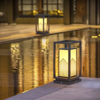 Šiuolaikinės Lauko Kinų Stiliaus Vandeniui LED Vejos Lemputė 10W Panardinant Lapo Imitacija Marmuro Villa Sodo Parko Kraštovaizdžio Lempos