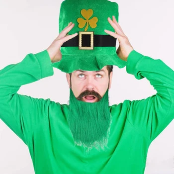 Žalia Leprechaun Viršų Skrybėlę su Imbieru Barzda St Patrick ' s Day Aksesuarai, Aksomo Skrybėlę su Aukso Airijos Išgalvotas Kostiumų Priedų
