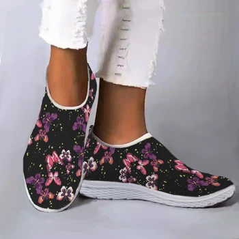 יפה פרפר הדפסת רשת לנשימה נעלי נשים שטוחות נוחות הליכה ריצה נעלי דירות נעלי Zapatos