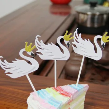 10 vnt./daug Baltoji Gulbė pyragas topper gimtadienio tortas dekoravimo cupcake vėliavos baby shower vaikai šalis vestuvių naudai prekes