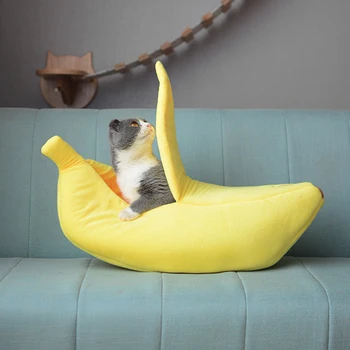 6 Spalvos Šiltas Bananų Formos Pet Šuo, Katė Lova Namas Jaukus Krepšelį Patvarus Mažylis Pagalvėlė Veislynas Nešiojamų Lova Kačių Motina Prekes