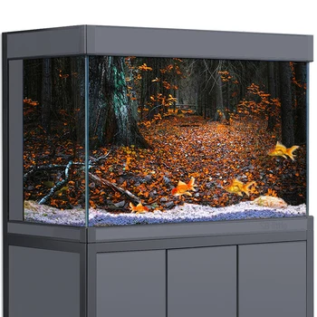 Akvariumo Fonas Lipdukas Apdailos Žuvų Tankai, Miško Lapai Rudenį HD 3D Plakatas Lipnios Vandeniui