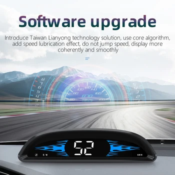 Automobilių HUD Head Up Display Automobilių GPS Spidometras Smart Laikrodis Dekoro Skaitmeniniai Matuokliai, Automatinis Šviesos Jutimo Tachymeter Alertor